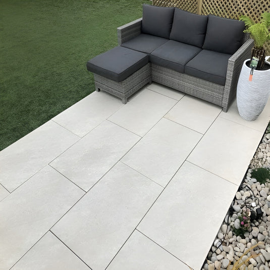 Quartz - White Porcelain Paving Tiles - 900 x 600 x 16mm