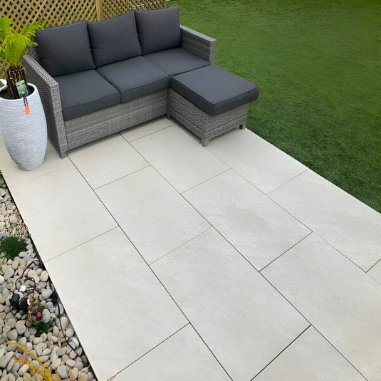 Quartz - White Porcelain Paving Tiles - 900 x 600 x 20mm