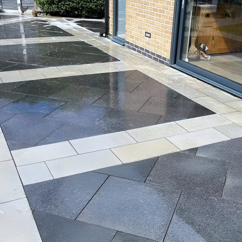 Load image into Gallery viewer, Emperor Black Granite Paving - 600 x 600 x 20mm - Sawn &amp; Brushed
