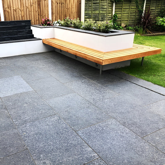 Ash Black Granite Paving - 295 x 295 x 20mm - Sawn & Brushed