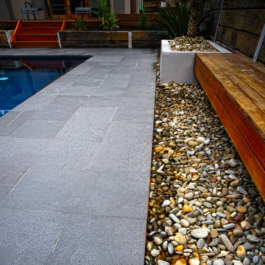 Ash Black Granite Paving - 295 x 295 x 20mm - Sawn & Brushed