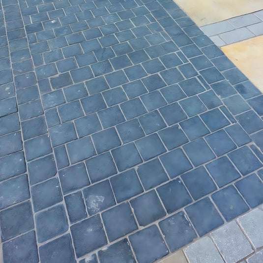 Kota Black Limestone Block Paving - 150 x 150 x 50mm - Sawn, Tumbled & Riven