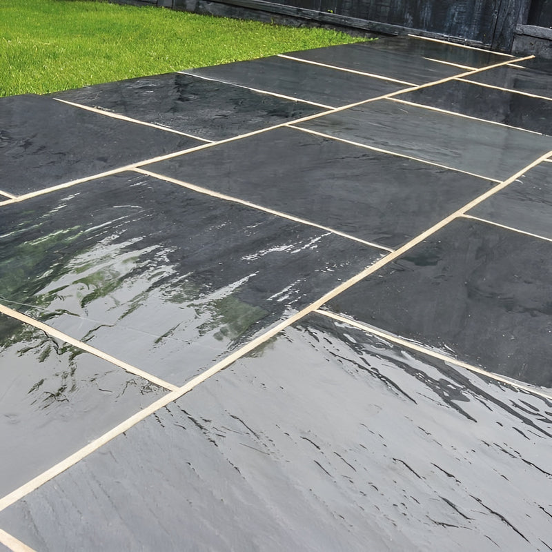 Load image into Gallery viewer, Brazilian - Black Slate Paving - 600 x 600 x 20mm - Sawn &amp; Riven
