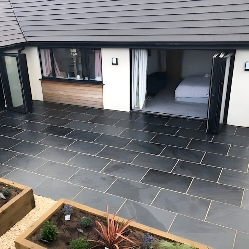 Load image into Gallery viewer, Brazilian - Black Slate Paving - 900 x 600 x 20mm - Sawn &amp; Riven
