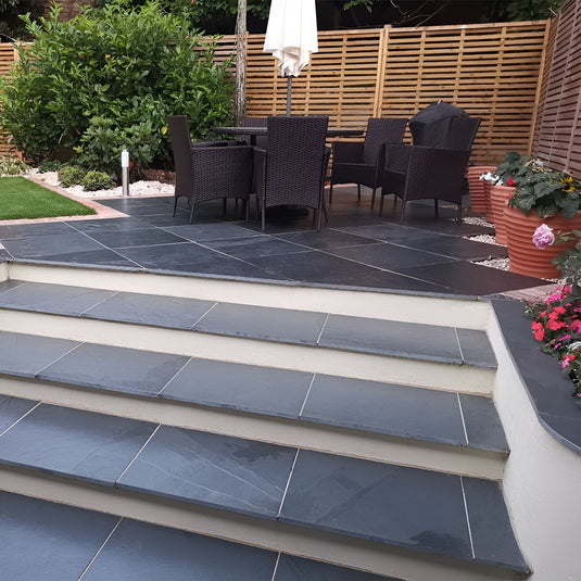 Brazilian - Black Slate Paving - 900 x 600 x 20mm - Sawn & Riven