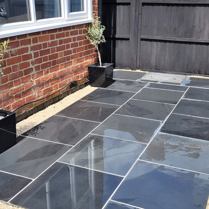 Brazilian - Black Slate Paving - 600 x 600 x 20mm - Sawn & Riven