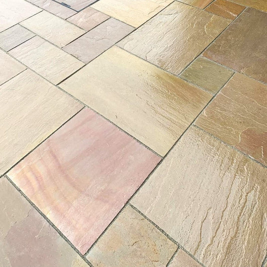 Buff Indian Sandstone Paving - 600 x 290 x 22mm - Hand Cut & Riven