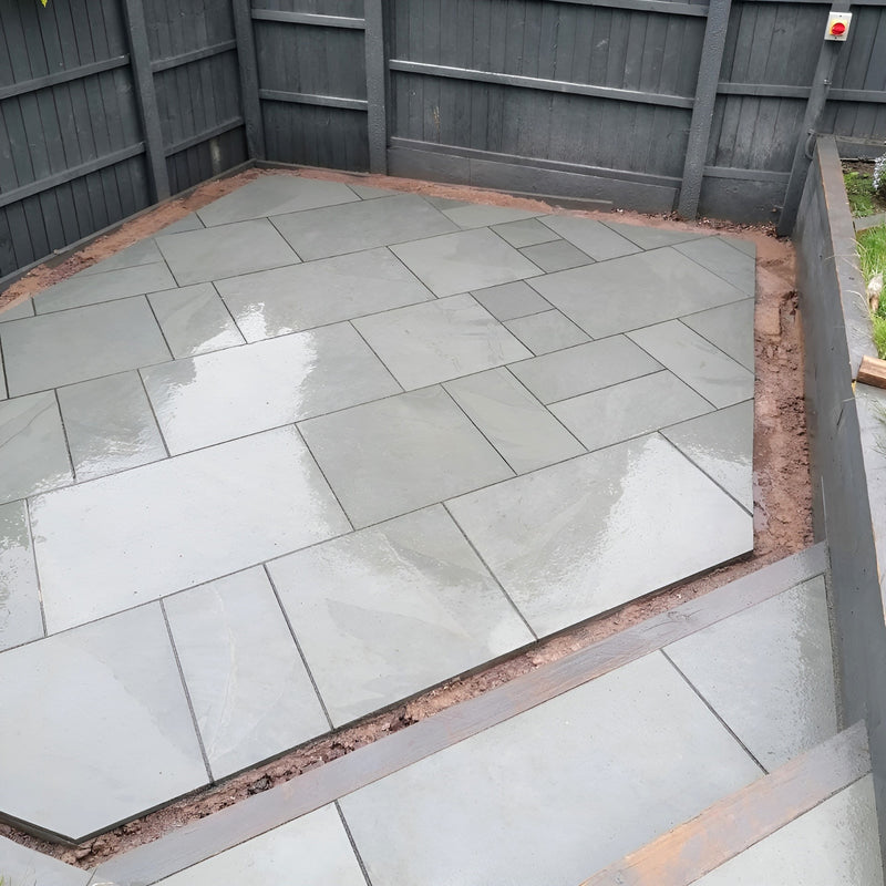 Load image into Gallery viewer, Brazilian - Grey Slate Paving - Patio Pack - Mixed Sizes - Sawn &amp; Riven
