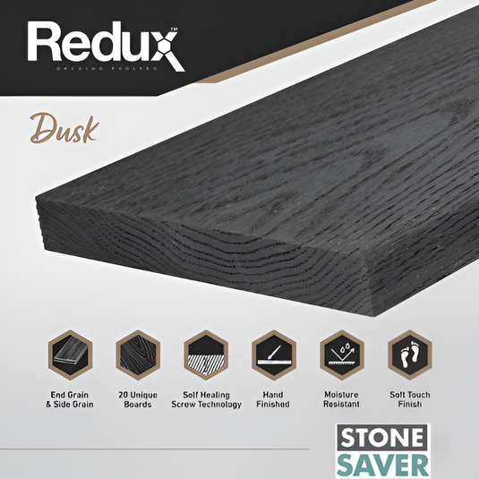 Redux Dusk - Black Composite Decking - Decking Board - 3600 x 176 x 22 mm