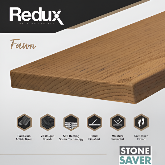 Redux Fawn - Brown Composite Decking - Decking Board - 3600 x 176 x 22 mm