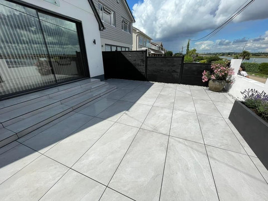 Titan Pearl - White Porcelain Paving Tiles - 1200 x 600 x 20mm