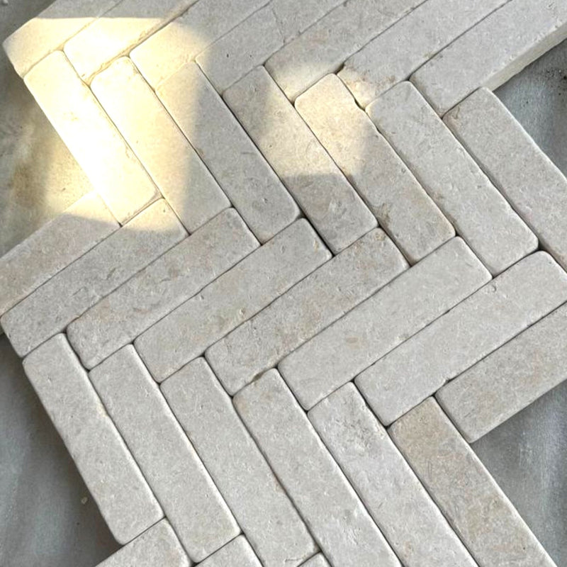 Load image into Gallery viewer, Sinia Pearl Ivory Limestone Setts - 200 x 50 x 40mm
