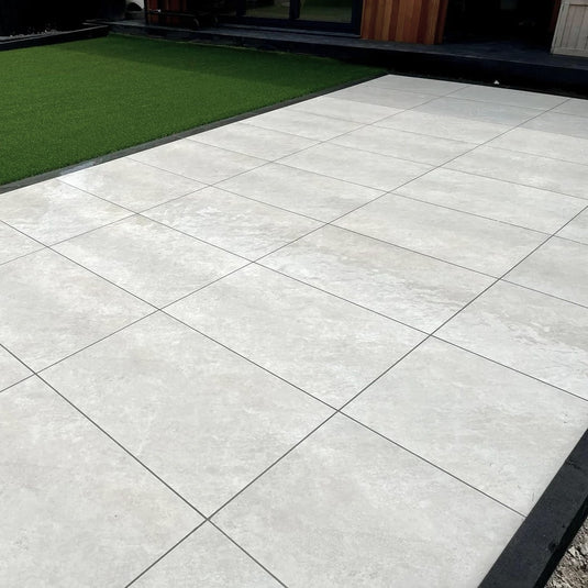 Quartz - White Porcelain Paving Tiles - 900 x 600 x 20mm