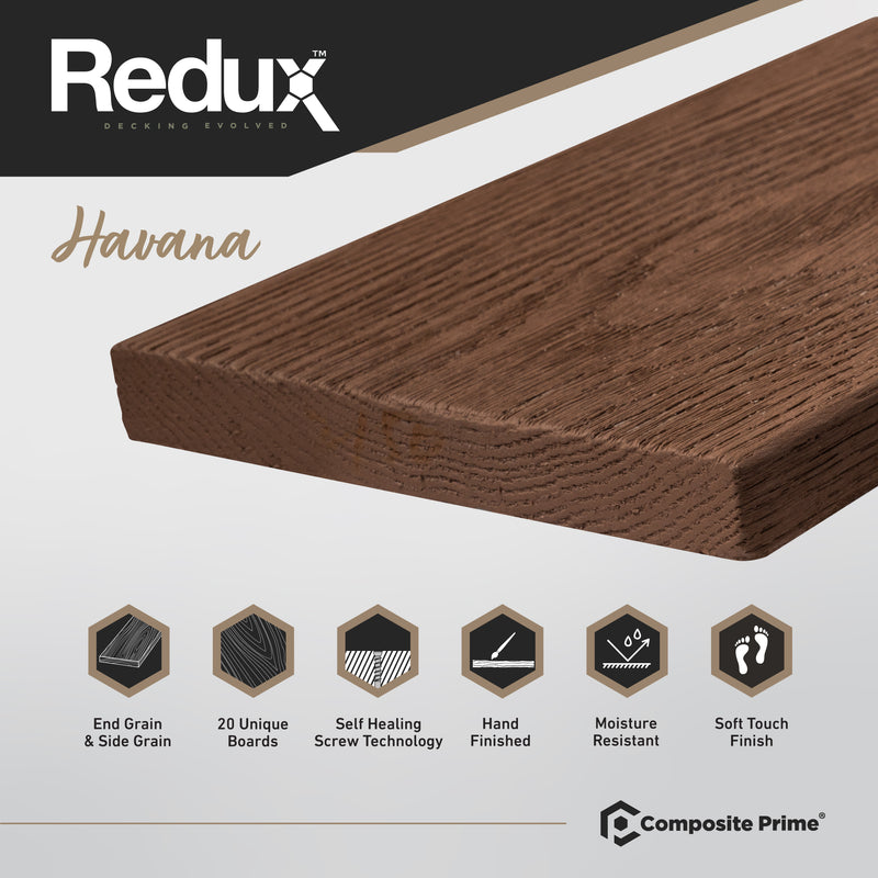 Load image into Gallery viewer, Redux Havana - Brown Composite Decking - Decking Board - 3600 x 176 x 22 mm
