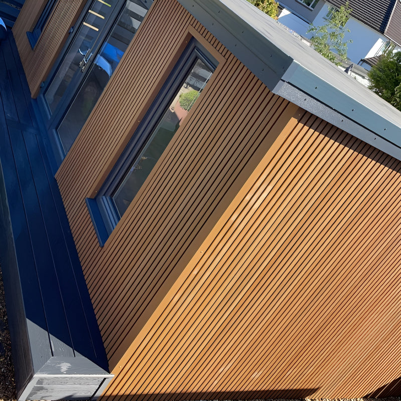 Load image into Gallery viewer, Slatted Spiced Cedar - Brown Composite Cladding - Connector Piece - 2200 x 49.25 x 49.25 mm
