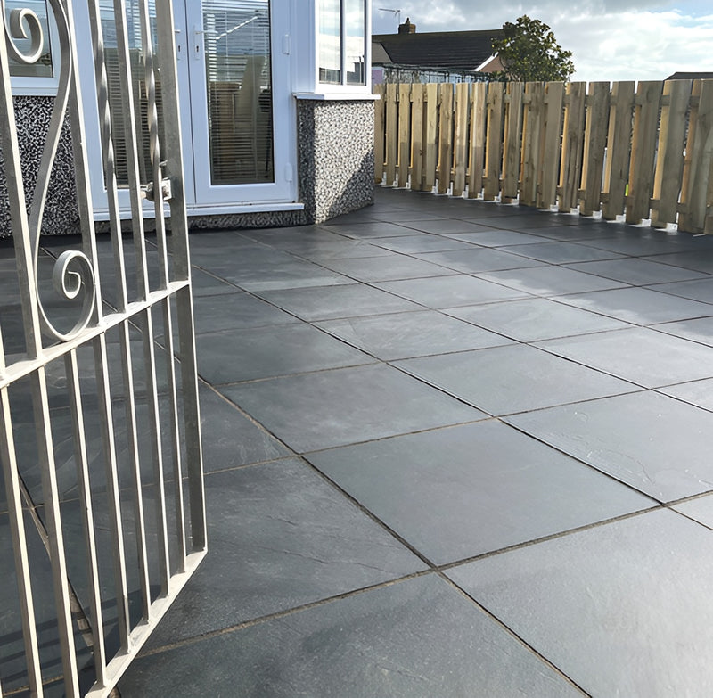 Load image into Gallery viewer, Brazilian - Black Slate Paving - 600 x 600 x 20mm - Sawn &amp; Riven
