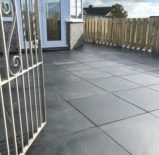 Brazilian - Black Slate Paving - 600 x 600 x 20mm - Sawn & Riven