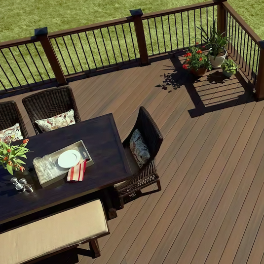 Mayfair Warm Wallnut & Charcoal - Brown & Black Composite Decking - Decking Board (Reversible) - 3660 x 216 x 25 mm