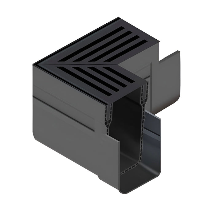 ACO Threshold Drain - Corner Unit - Alluminium Grating - Black