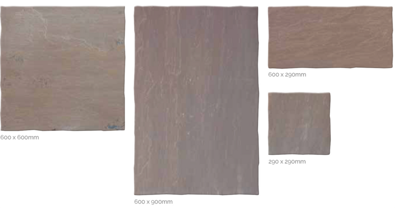 Load image into Gallery viewer, Autumn Brown Indian Sandstone Paving - Patio Pack - Mixed Sizes - Hand Cut &amp; Riven
