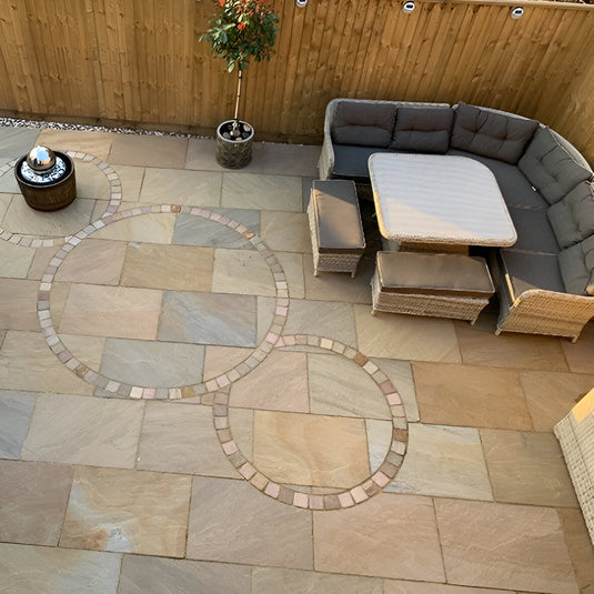 Autumn Gold Indian Sandstone Paving - 600 x 600 x 22mm - Hand Cut & Riven