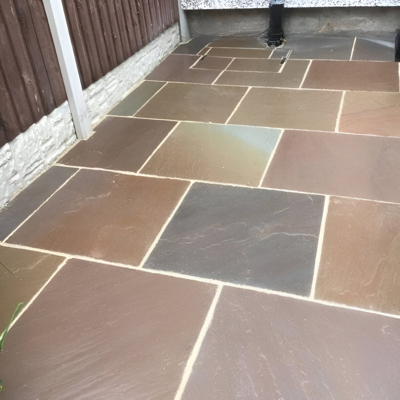 Load image into Gallery viewer, Autumn Gold Indian Sandstone Paving - 600 x 600 x 22mm - Hand Cut &amp; Riven
