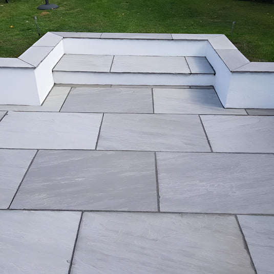 Kandala Grey Indian Sandstone Paving - 600 x 600 x 22mm - Hand Cut & Riven