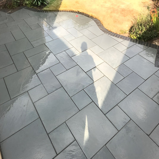 Brazilian - Grey Slate Paving - Patio Pack - Mixed Sizes - Sawn & Riven