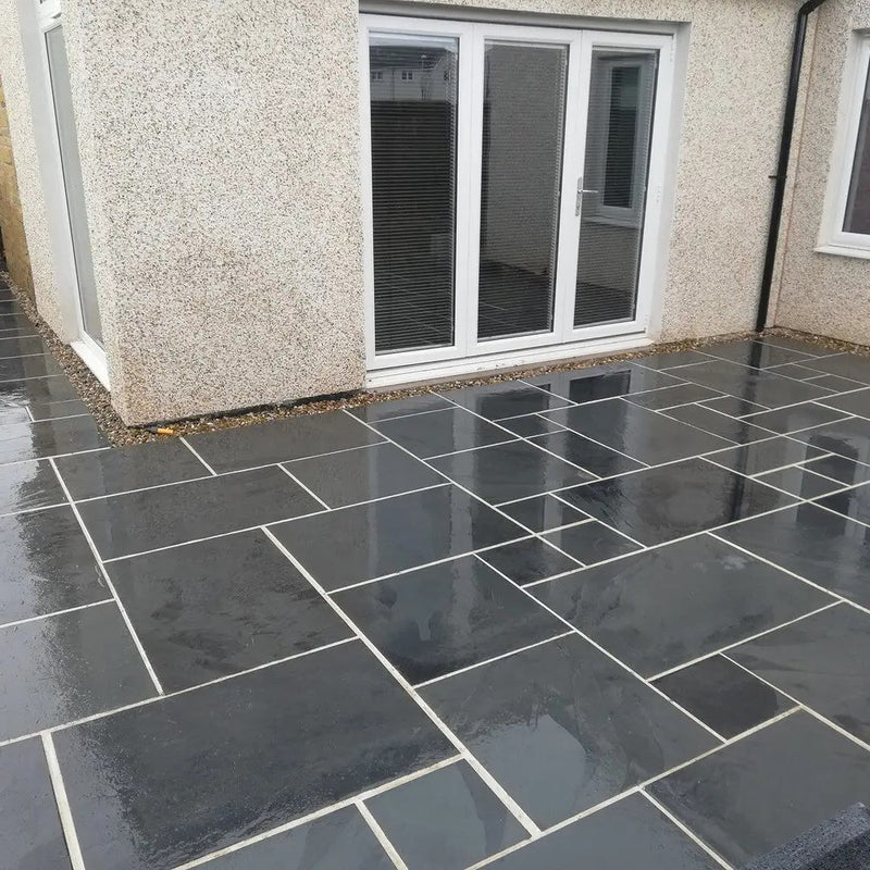 Load image into Gallery viewer, Brazilian - Black Slate Paving - Patio Pack - Mixed Sizes - Sawn &amp; Riven
