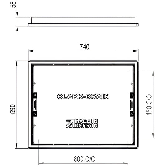 Clark Manhole Cover CD 790R/46 - 600 x 450 x 46mm