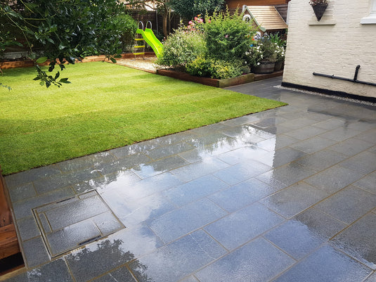 Dark Grey Granite Paving - 900 x 600 x 20mm - Sawn & Flamed