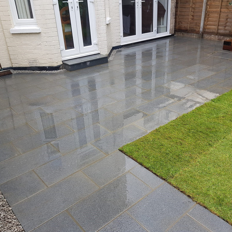 Load image into Gallery viewer, Dark Grey Granite Paving - 295 x 295 x 20mm - Sawn &amp; Flamed
