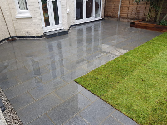 Dark Grey Granite Paving - 900 x 600 x 20mm - Sawn & Flamed