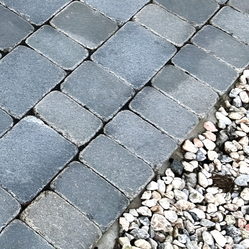 Load image into Gallery viewer, Dark Grey Granite Block Paving - 105 x 140 x 50mm - Sawn, Tumbled &amp; Honed
