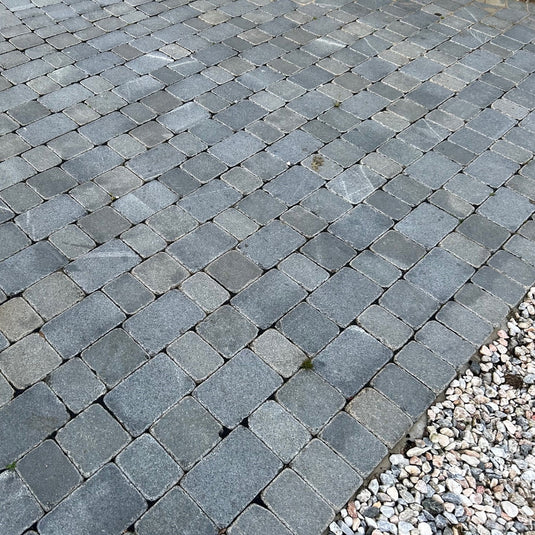 Dark Grey Granite Block Paving - 210 x 140 x 50mm - Sawn, Tumbled & Honed