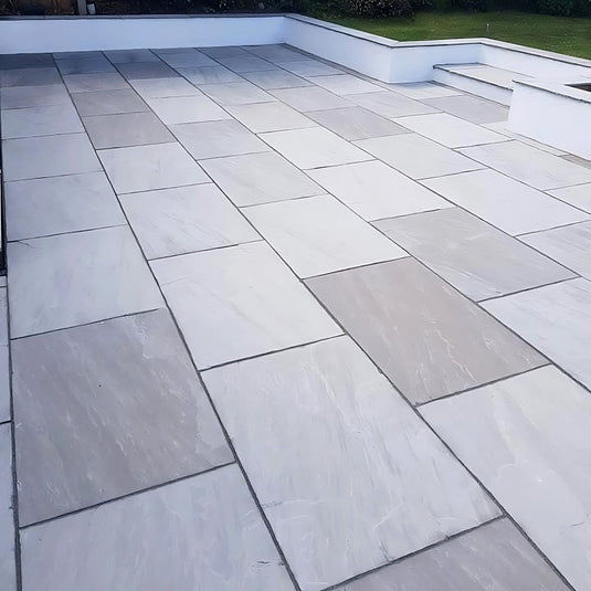 Kandala Grey Indian Sandstone Paving - 900 x 600 x 22mm - Hand Cut & Riven