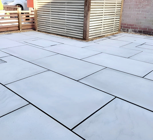 Kandala Grey Indian Sandstone Paving - 295 x 295 x 22mm - Sawn & Honed