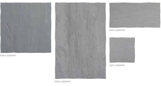 Kandala Grey Indian Sandstone Paving - 600 x 600 x 22mm - Hand Cut & Riven