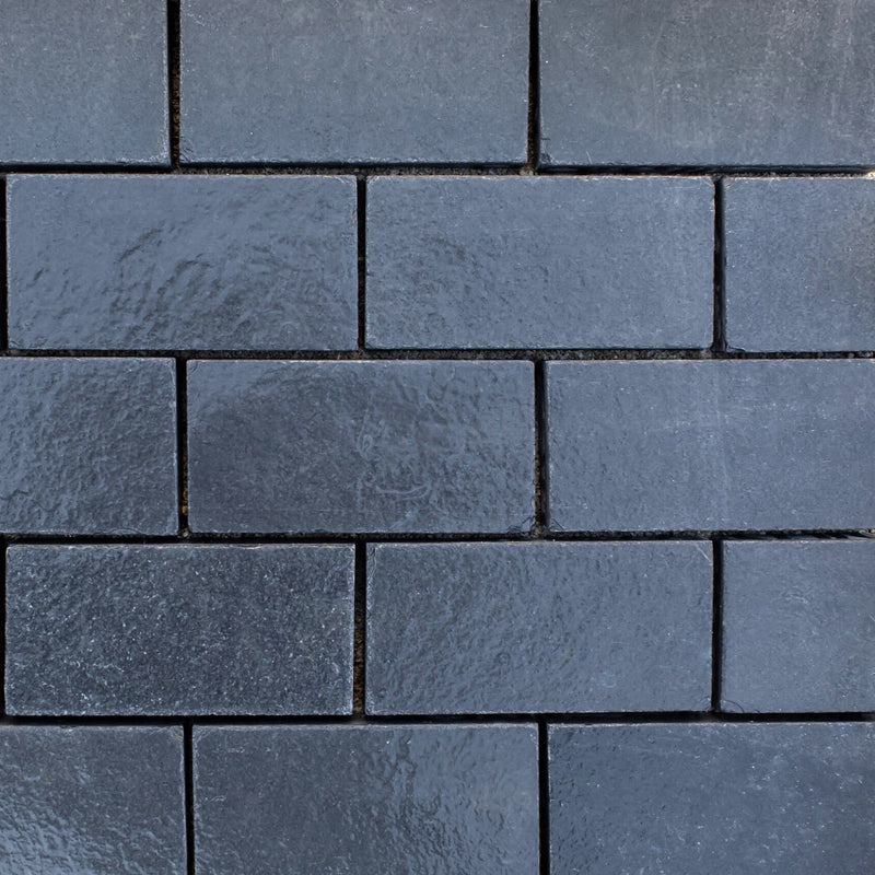 Load image into Gallery viewer, Kota Black Limestone Block Paving - 200 x 100 x 50mm - Sawn &amp; Riven
