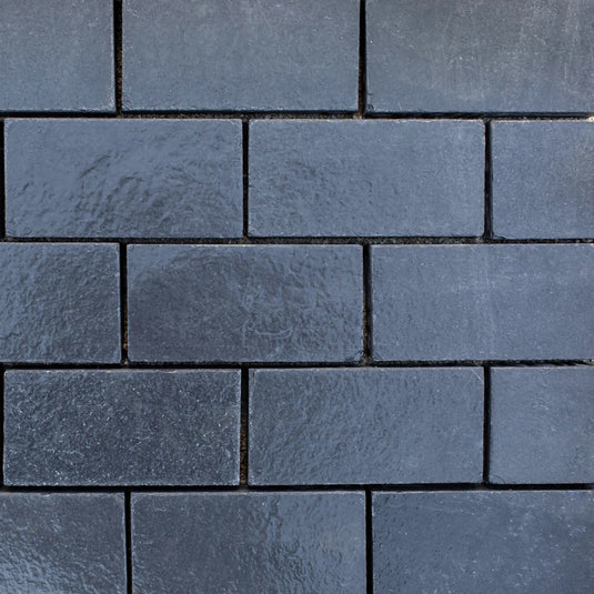 Kota Black Limestone Block Paving - 200 x 100 x 50mm - Sawn & Riven