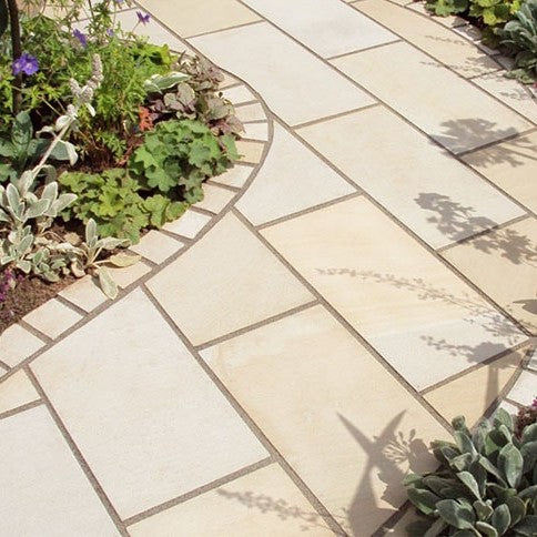 Mint Fossil Indian Sandstone Paving - 600 x 295 x 22mm - Sawn & Honed ...