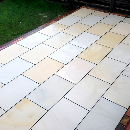 Mint Fossil Indian Sandstone Paving - 900 x 600 x 22mm - Sawn & Honed