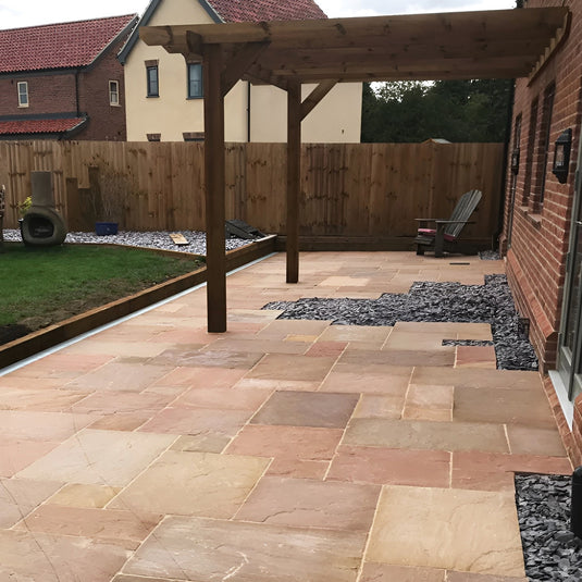 Modak Indian Sandstone Paving - 600 x 600 x 22mm - Tumbled & Riven