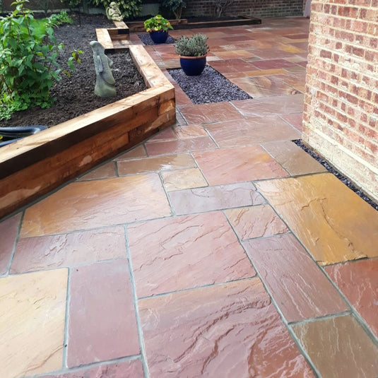 Modak Indian Sandstone Paving - 900 x 600 x 22mm - Tumbled & Riven