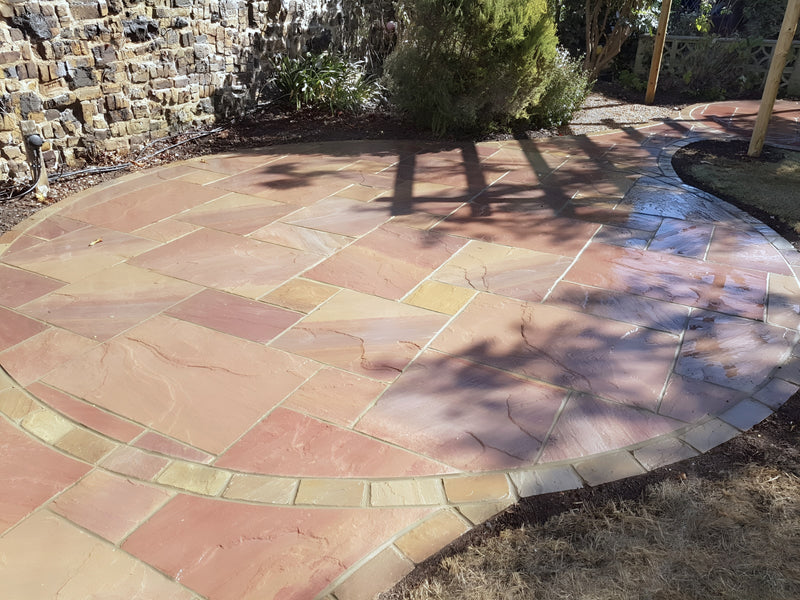 Load image into Gallery viewer, Modak Indian Sandstone Paving - 600 x 600 x 22mm - Hand Cut &amp; Riven
