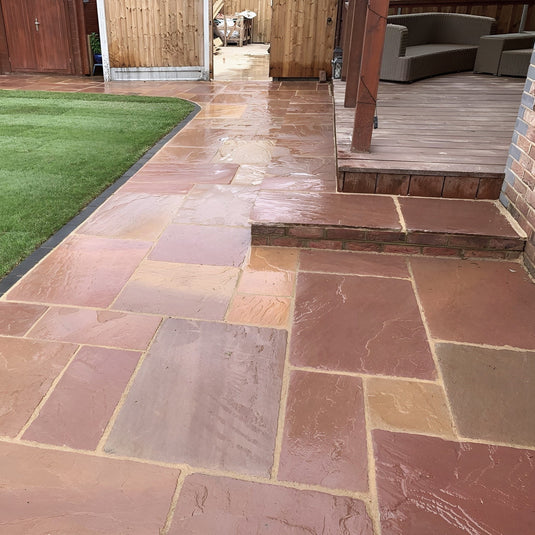 Modak Indian Sandstone Paving - Patio Pack - Mixed Sizes - Hand Cut & Riven