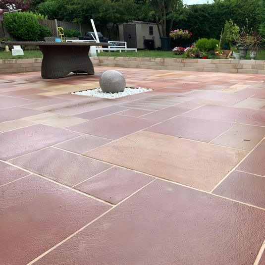 Modak Indian Sandstone Paving - 600 x 600 x 22mm - Sawn & Sandblasted