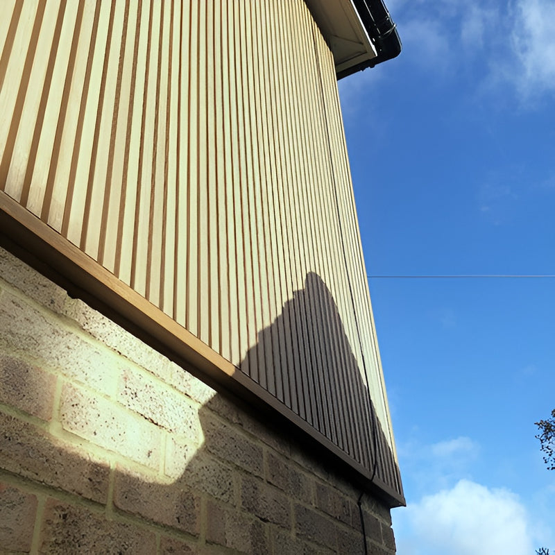 Load image into Gallery viewer, Slatted Natural Oak - Brown Composite Cladding - L Trim - 2200 x 49.25 x 49.25 mm
