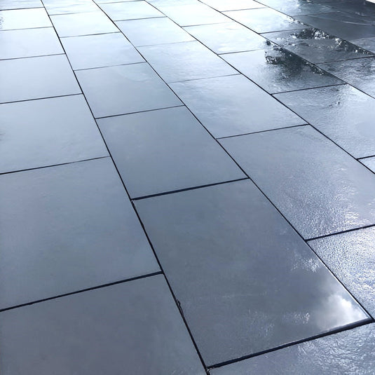 Kota Black Limestone Paving - 900 x 600 x 22mm - Sawn & Riven