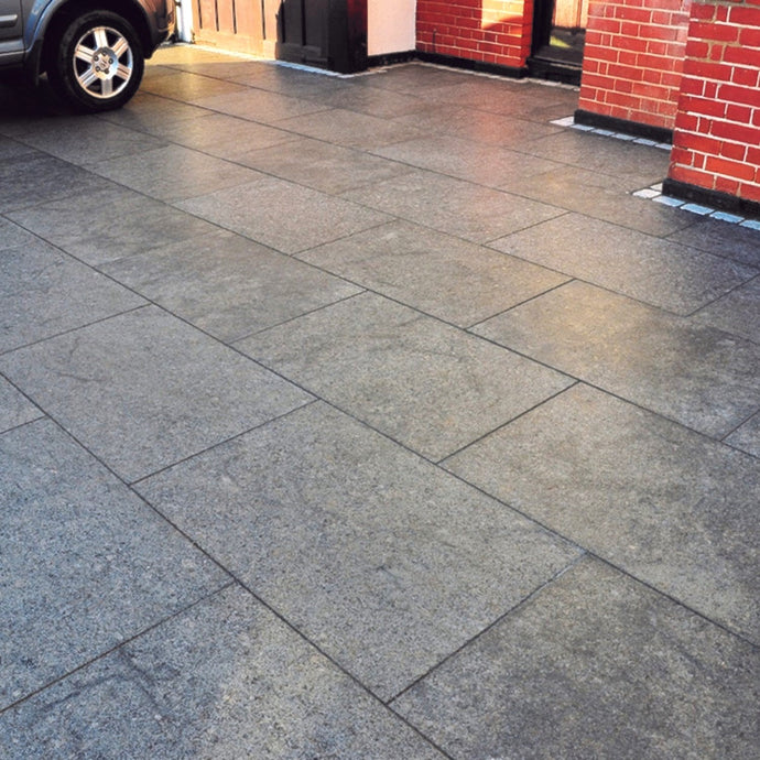 Ash Black Granite Paving - Patio Pack - Mixed Sizes - Sawn & Brushed - Clearance